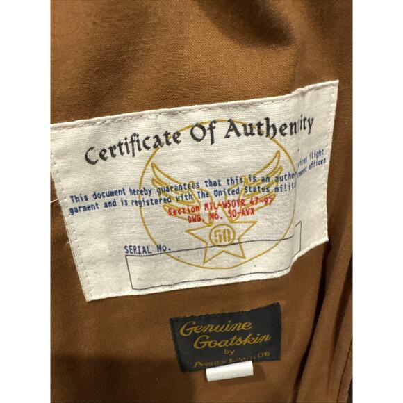 Avirex A-2 50th Anniversary 1947-1997 Genuine Goat Skin Leather‎ Jacket Size 44 - Picture 10 of 12